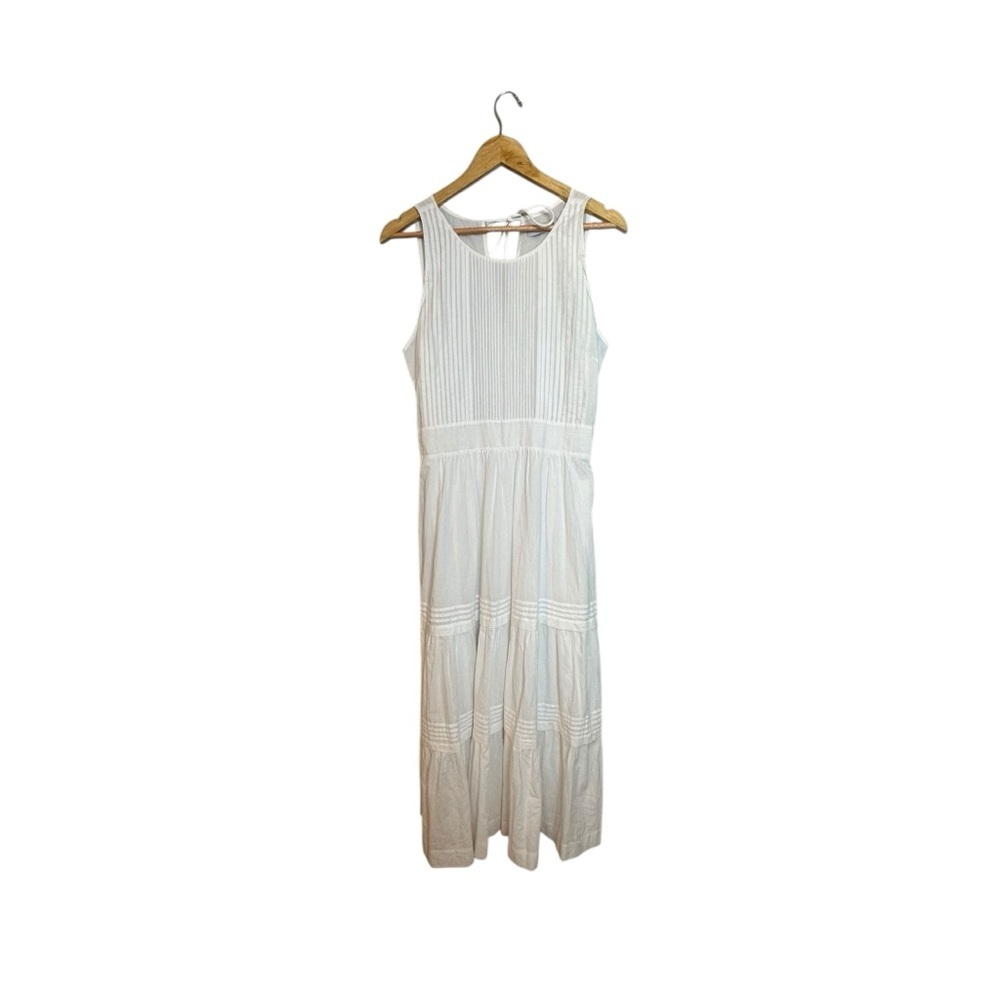 Pampelone White Perle Pleated Tiered Midi Dress L - Picture 4 of 11